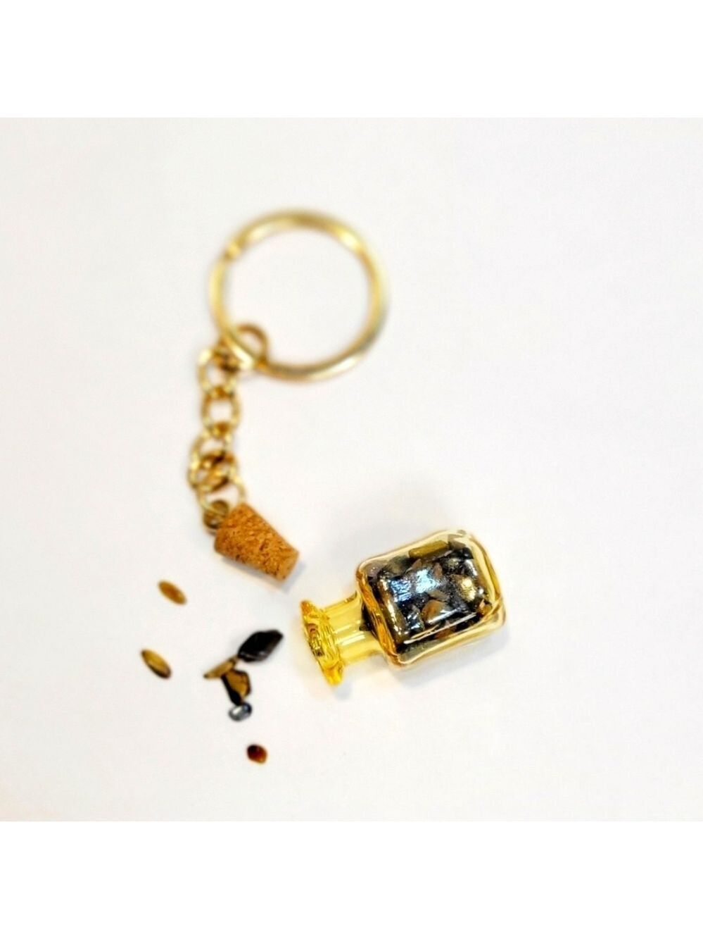 Hand Crafted Tigers Eye Mini Bottle Pendant Keychain